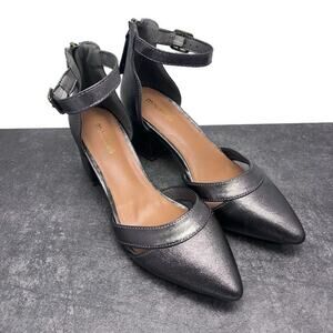 Maurices Tallia Metallic Pointed Toe Womens US 7 M Ankle Strap Heel Shoes 211762